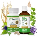 Lifetones Uric Acid Support Tincture + Energy & Adrenal Support Capsules Bundle - Natural Joint Health & Energy Boost