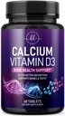 Calcium 1200 mg per Serving with Vitamin D3 - Bone Health Support Supplement, Calcium Supplements for Women & Men - Bone Strength, Teeth, Immune Support, Calcium Carbonate, USA Bottled - 60 Tablets