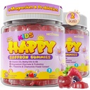 Happy Saffron Gummies for Kids Teen, Organic Saffron + Magnesium Glycinate Supplement with Probiotics, L-Theanine, Chamomile, D3, B6, B12 for Children's Focus & Mood, Calm, Sleep, Sugar Free, 120 Cts