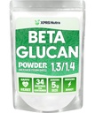XPRS Nutra Beta Glucan Powder - Pure Unflavored Oat Beta Glucan Supplements Powder - Non GMO, Vegan Friendly 1 3 Beta Glucan - Premium Kids Beta Glucan Comprised of 100% Oat B Glucans (6 Ounce)