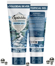Optivida Colloidal Silver Gel For Wound Care, Natural Topical Skin Healing | Nano-Silver Topical Gel For Wounds, Burns, Rashes, Skin Irritations, Unscented (4 Oz.)