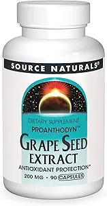 Bron Naturals Proanthodyn Grape Seed Extract, Antioxidant Protection, Ondersteunt een gezonde Aging Brain*, 200 mg - 90 Capsules