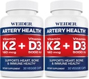 Weider Artery Health - Artery Flexibility & Heart Health - with Vitamin K2, D3 & Ginger - Bone & Immune Support* - Gluten Free & Vegan - 30 Veggie Capsules (Pack of 2)