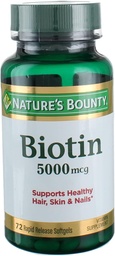 Nature's Bounty Super Potency Biotin 5000mcg - 72 softgels (pakket van 2)