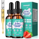 21 in 1 Herbal Gut Cleanse Drops – Wormwood, Black Walnut, Zeolite, Chlorella, 10B Probiotics & Clove – Supports Digestive Health Liquid Detox for Adults & Kids, Alcohol-Free, Strawberry Flavor, 4oz