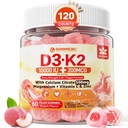 Vitamine D3 K2 Gevulde Gummies 5000IU / 10.000 IE met 500mg Calcium + K2(MK-7) 200mcg, Magnesium, Vitamine C & Zink, Extra sterkte - Ultieme absorptie voor botspieren Tanden, Veganistisch -- Verpakking van 2