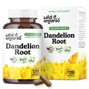 Wild & Organic Dandelion Root Capsules - Liver Detox & Cleanse Support - Fresh Dandelion Root Powder per Capsule - 120 Vegan Capsules - 4 Month Supply - No Fillers, Non-GMO