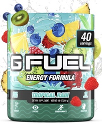 G Fuel Tropical Rain Energy Drink Powder, Pre Workout Cafeine Mix voor Gaming, Sugar Free Focus Amino, Vitamine + Antioxidanten, 9.8oz (Fruit Medley, 40 Servings)