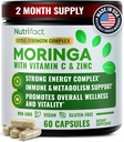 Moringa Capsules – Moringa Supplements with Leaf Extract, L-Lysine, Vitamin C & Zinc – Energy, Immune Support, Antioxidant Formula, Vegan, Non-GMO, Made in USA, Moringa Oleifera, 60 Capsules