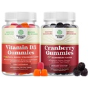 Bundle of Vitamin D3 Gummies for Daily Wellness & Bone Muscle & Immune Support and Natural Cranberry Gummies for Women and Men - for Urinary Tract Health Kidney Support Bladder & Immune Health