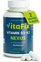 Vitamin D3 K2 5000 IU (MK-7 100 mcg) Nexus – Physician Formulated D3 + K2 for Daily Bone, Heart & Immune Support – High Absorption with BioPerine® – 60 Capsules