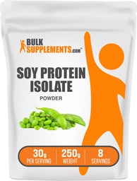 BulkSupplements.com Soja Proteïne Isolaat Poeder - Vegan Proteïne Poeder, Unflavored - Pure & Gluten Free, 30g per Serving, 250g (8.8 oz) (Pack of 1)