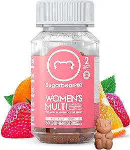 Suikerbeer vrouwen Multivitamine Gummies met Collageen, Glutathion, Omega-3, en Vitaminen - Vegan, Kauwbare Dagelijkse Supplement (1 maand)