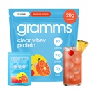 GRAMMS Clear Protein Powder Packets 20G Protein for Women & Men & Lactose Free, Grass-Fed Whey Isolate, Gluten Free, Zero Sugar, Gut Friendly, Non-Bloating (Tropical Punch-10 Servings)