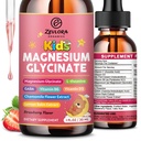 Magnesium Glycinate Drops for Kids - 200mg Magnesium Glycinate Liquid Supplement with L-Theanine, GABA, B6, D3, Chamomile - Relaxation & Cognition Support - Strawberry Flavor - 1 Fl Oz
