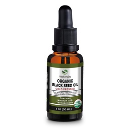 Biologische Zwarte Zaadolie - USDA Certified Cold Pressed Glass Bottle Meer dan 1,5% Thymochinon 3X sterkte Turkse Zwarte Komijn Nigella Sativa non-GMO 100% Pure Blackseed Oil (1oz glazen Dropper Bottle)