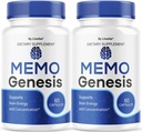 (2 Pack) Memo Genesis Capsules - Original MemoGenesis Brain Health Daily Support Pills Natural Advanced Formula Cognitive Health & Function to Help Maintain Clarity Focus, 120 Capsules for 2 Months
