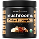 NutraChamps Biologische Paddestoel Poeder - 10-in-1 Complex - Paddestoel Supplement Poeder Mengen voor Geheugen, Focus en Immune Ondersteuning - 8oz (8.0 OZ, Paddestoel Blend)