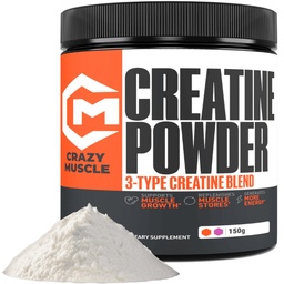 Crazy Muscle Create Monohydrate Powder, 5000mg Premium 3X ThreeAtine Pre Workout Mass Gainer, Hoge Absorptie Eenvoudig te nemen Powder Optimum Performance voor mannen en vrouwen, 30 porties