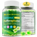 Liposomal Sulforaphane Supplement 150mg, from Broccoli Seed Extract w/Myrosinase, Quercetin, Glutathione, Sulforaphane Supplement Gummies for Antioxidants Detox Cellular Brain Health, Chewable 120Cts