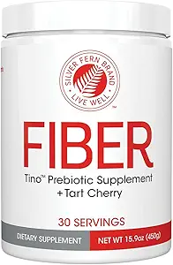 Tino Natural Gluten Free Prebiotic Fiber Supplement - with Tart Cherry Extract & Polycan Black Yeast Extract - Non-GMO, Water Soluble Fiber Powder Mix (1 Canister - 15.9 Oz)