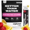 Better Than Electrolyte & Vitamin Supplement Powder, Drink Mix with B12, L-Theanine, D3, K2, Zinc, Magnesium, Potassium, Supports Calm Focus & Energy, Raspberry Lemonade, 15 Pack