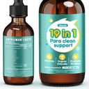 19 in 1 Herbal Gut Cleanse Drops – Wormwood, Black Walnut, Chlorella 250mg, 10B Probiotics, Clove & Oregano – Liquid Detox Support for Adults & Kids, Alcohol-Free, 2oz