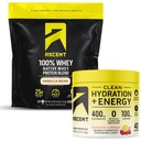 Ascent 100% Whey Protein Powder, Vanilla Bean 4 lb & Hydration + Energy Electrolytes, Raspberry Lemonade 40 Servings