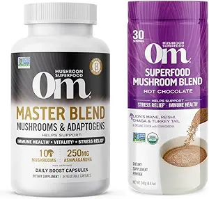 OM MUSHROOM SUPERFOOD Master Blend Paddestoelen Capsule en Hot Chocolate Mushroom Poederbundel