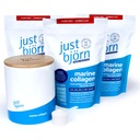 Just Bjorn Marine Collagen Peptides Starter Kit - Collagen Powder for Women & Men - Skin, Hair, Nail & Joint Support - Hyaluronic Acid, Vitamin C, Amino Acids - Unflavored (90 Servings)