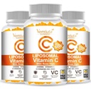 3 Packs Liposomal Vitamin C 2000mg Gummies Complex Rose Hips with D3 5000IU,Elderberry Echinacea,Iron & Zinc for Adults Kids Immune,Antioxidant & Collagen Support,Orange Flavor, 180Count
