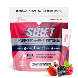 Real Ketones BHB Exogene Ketones Drink Mix Packets Keto Electrolytes Powder Packets No Sugar with 4 Main Fasting Electrolytes Plus Hydrating Patented Keto BHB - 30 Tel gemengde Berry Cafeine