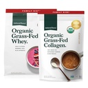 Natural Force Grass Fed Organic Whey Unflavored A2 Protein Powder, 5 LB Organic Clean Collagen Peptides Powder Unflavored, 32oz
