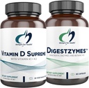 Designs for Health Vitamin D Supreme + Digestzymes Digestive Enzymes Bundle - Vitamin D3 5000 IU with 2000mcg Vitamin + Digestion Support Enzymes with Betaine HCl - 2 Products