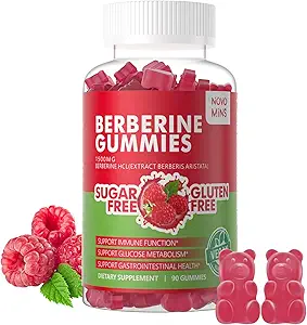 Berberine Gummies met Ceylon Cinnamon 1500mg High Potency Berberine HCL Supplement voor Immune en Metabolisme Ondersteuning, Suikervrij Biologische Berberine Gummies Raspberry Flavor.