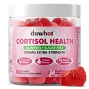 duwhot Cortisol Gummies, 15 in 1 Lower Cortisol Supplements for Women, w. Ashwagandha, Magnesium, Phosphatidylserine, Folate for Hormone Balance, Mood, Focus, Sleep Support, Sugar Free, Vegan, 60
