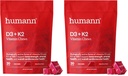 Humann Vitamin D3 + K2 Chews - High Potency Vitamin D 5000iu (125mcg) Helps Support Healthy Mood, Immunity, Cardiovascular, Respiratory Health & Bone Health, Mixed Berry Flavor, 30 Count (Pack of 2)