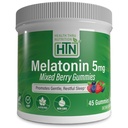 Health Thru Nutrition Melatonin 5mg Gummies | 45 Count Mixed Berry Flavor with Child-Resistant Cap | Gentle Restful Sleep Support Supplement | Non-GMO, Gluten-Free, Vegan-Friendly