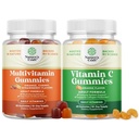 Bundle of Multivitamin Gummies for Adults - Vitamin Gummy for Energy and Immunity - Halal and Chewable Vitamin C Gummies for Adults - Halal Vitamin C Immune Support - Ascorbic Acid for Cold Remedy