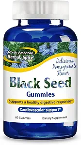NOORD AMERIKAANSE HERB & SPICE Black Seed Gummies, Granaatappelsmaak - 60 Gummies - Cardiovasculaire en spijsverteringsondersteuning - niet GMO - 30 porties