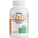 Bronson Vitamin K2 + D3 Magnesium Glycinate, Vitamin K2 as MK-7, 3 in 1 Formula, 120 Capsules