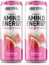 Optimum Nutrition Amino Energy Sparkling Hydration Drink, Electrolytes, Caffeine, Amino Acids, BCAAs, Sugar Free, Watermelon, 12 Fl Oz, 1 count (Packaging May Vary) (Pack of 2)