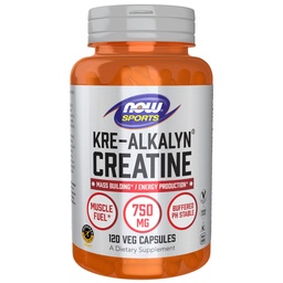 NOW Foods Sports Nutrition, Kre-Alkalyn Creatine 750 mg, Mass Building*/Energieproductie*, 120 Veg Capsules