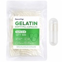 Size 0 Gelatin Empty Capsules - 500 Count Clear Empty Pill Capsules, Fillable Empty Gel Capsule for Homemade Vitamins & Powders, Easy for DIY Supplements