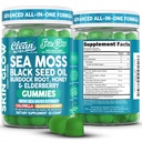 Clean Nutra Sea Moss Gummies Black Seed Oil Chlorella Ashwagandha Root Hair Growth Skin Glow Irish Sea Moss Elderberry Burdock Manuka Honey Trace Minerals Detox 60 Gummy Vitamins Sea Glow Supplement