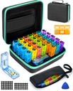 Monthly Pill Organizer 3 Times a Days, Friwole Medicine Organizer Box with Portable Hard Shell and Pill Cutter, 31 Day Pill Box with Monthly and Weekly Sticker (3 Times a Day)