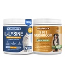 Mushroom for Dogs, 9 Organic Mushroom Supplement with Turkey Tail, Reishi, Lions Mane & Lysine for Cats - Support Immune System, Respiratory, Eye Health