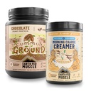 Earth Fed Muscle Power & Focus Bundle – Chocolate Plant-Based Protein Powder + Coffee Creamer with Collagen & Lion’s Mane – Clean Energy, Mental Clarity, Hair & Joint Support – Dairy-Free, Glute