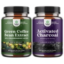 Bundel van Pure Green Coffee Bean Extract voor Antioxidant Heart Health Mental Focus en Maatreductie en reiniging en detox geactiveerde Charcoal Capsules voor opgeblazen verlichting en body Detox Reiniging