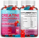 Creatine Monohydrate 5000mg Gummies with BCAA, L-Carnitine, Taurine & Vitamin B12 - Pre Workout Supplement for Muscle Growth, Strength & Energy, Multi-Flavor Chewable Gummies, 180 Count for Men Women